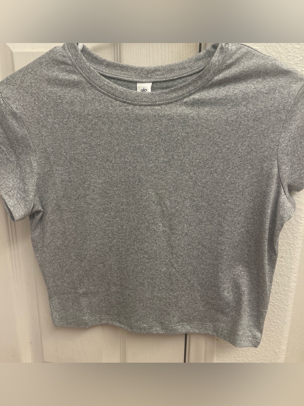 ALO Yoga Heather Gray Cropped Tee